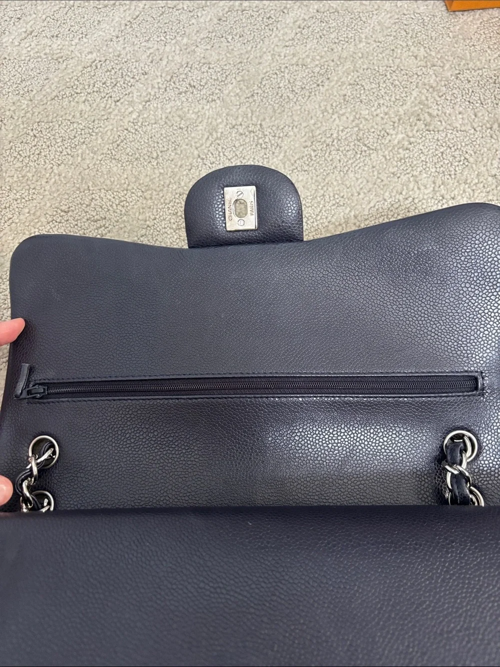 CHANEL Jumbo Navy Double Flap Caviar